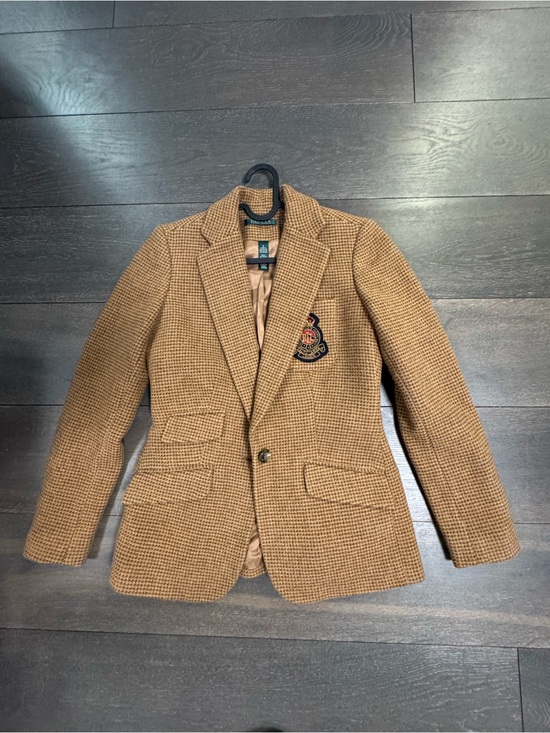 Lauren Ralph Lauren Jackets & Blazers - NWOT Lauren Ralph Lauren Brown RLL Crest Houndstooth Tweed Blazer Jacket size 2